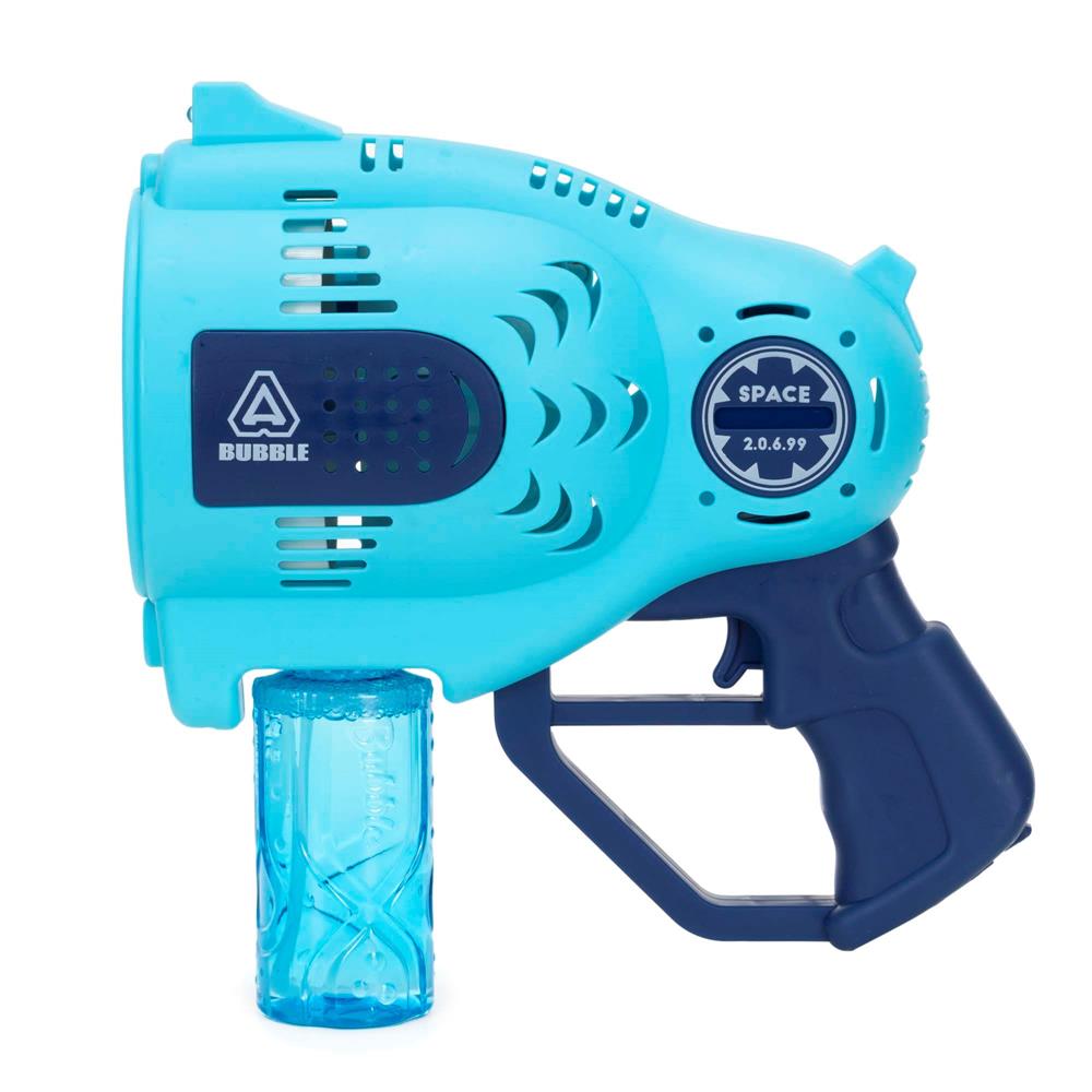 Pistol automat pentru baloane de sapun cu LED, acumulator inclus reincarcabil, 57 orificii, 24x24 cm, albastru - imagine 21