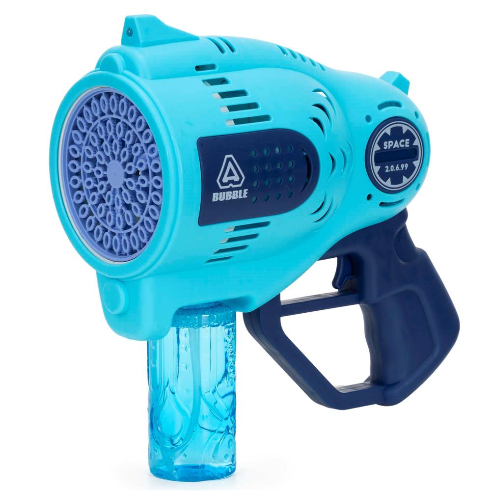 Pistol automat pentru baloane de sapun cu LED, acumulator inclus reincarcabil, 57 orificii, 24x24 cm, albastru - imagine 4