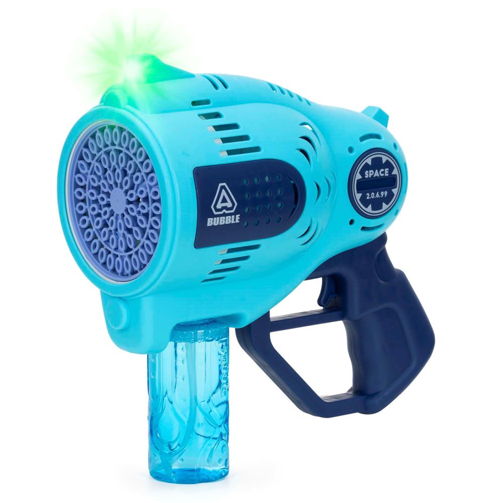 Pistol automat pentru baloane de sapun cu LED, acumulator inclus reincarcabil, 57 orificii, 24x24 cm, albastru - imagine 5
