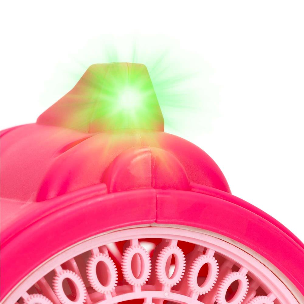 Pistol automat pentru baloane de sapun cu LED, acumulator inclus reincarcabil, 57 orificii, 24x24 cm, roz - imagine 20