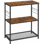 VASAGLE Raft bucatarie multifunctional, cadru metalic, 3 polite, stil industrial, 80x40x90 cm, maro rustic