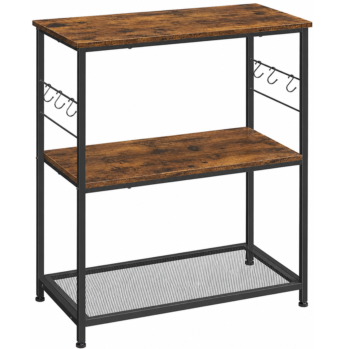 VASAGLE Raft bucatarie multifunctional, cadru metalic, 3 polite, stil industrial, 80x40x90 cm, maro rustic