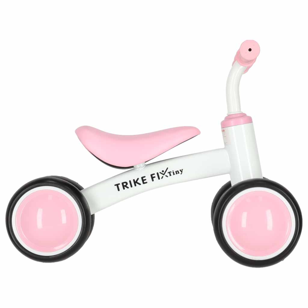 Bicicleta fara pedale pentru copii 4 roti, otel carbon, roti EVA, maxim 30 kg, 54x24x39 cm, roz si alb - imagine 5