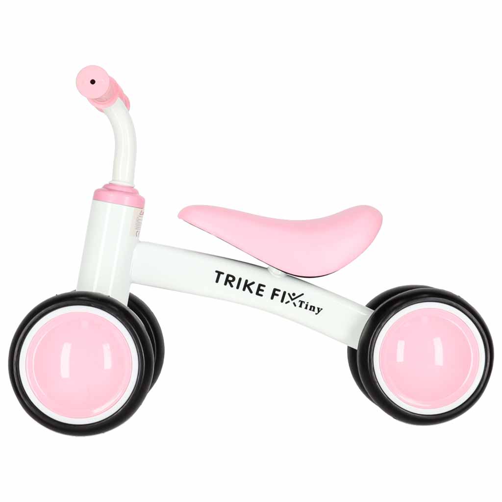 Bicicleta fara pedale pentru copii 4 roti, otel carbon, roti EVA, maxim 30 kg, 54x24x39 cm, roz si alb - imagine 6