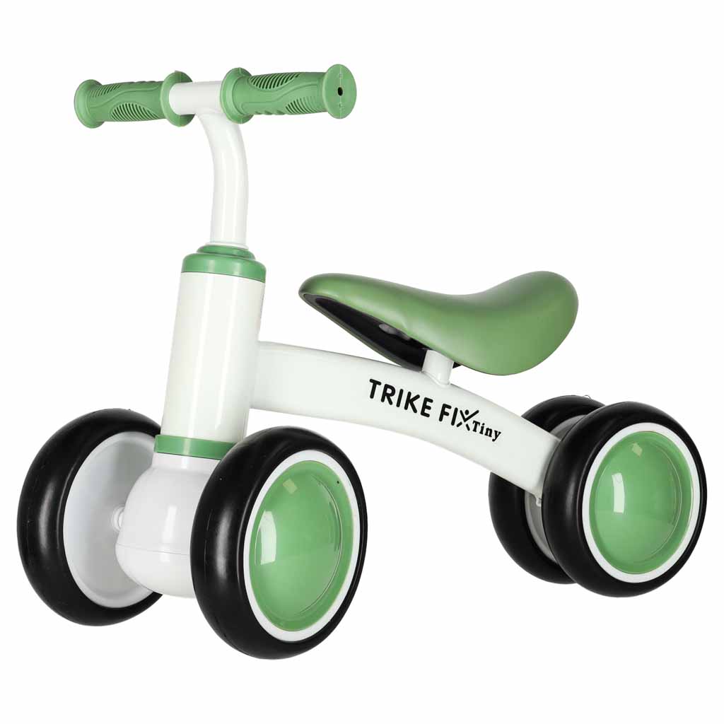 Bicicleta fara pedale pentru copii 4 roti, otel carbon, roti EVA, maxim 30 kg, 54x24x39 cm, verde si alb - imagine 2