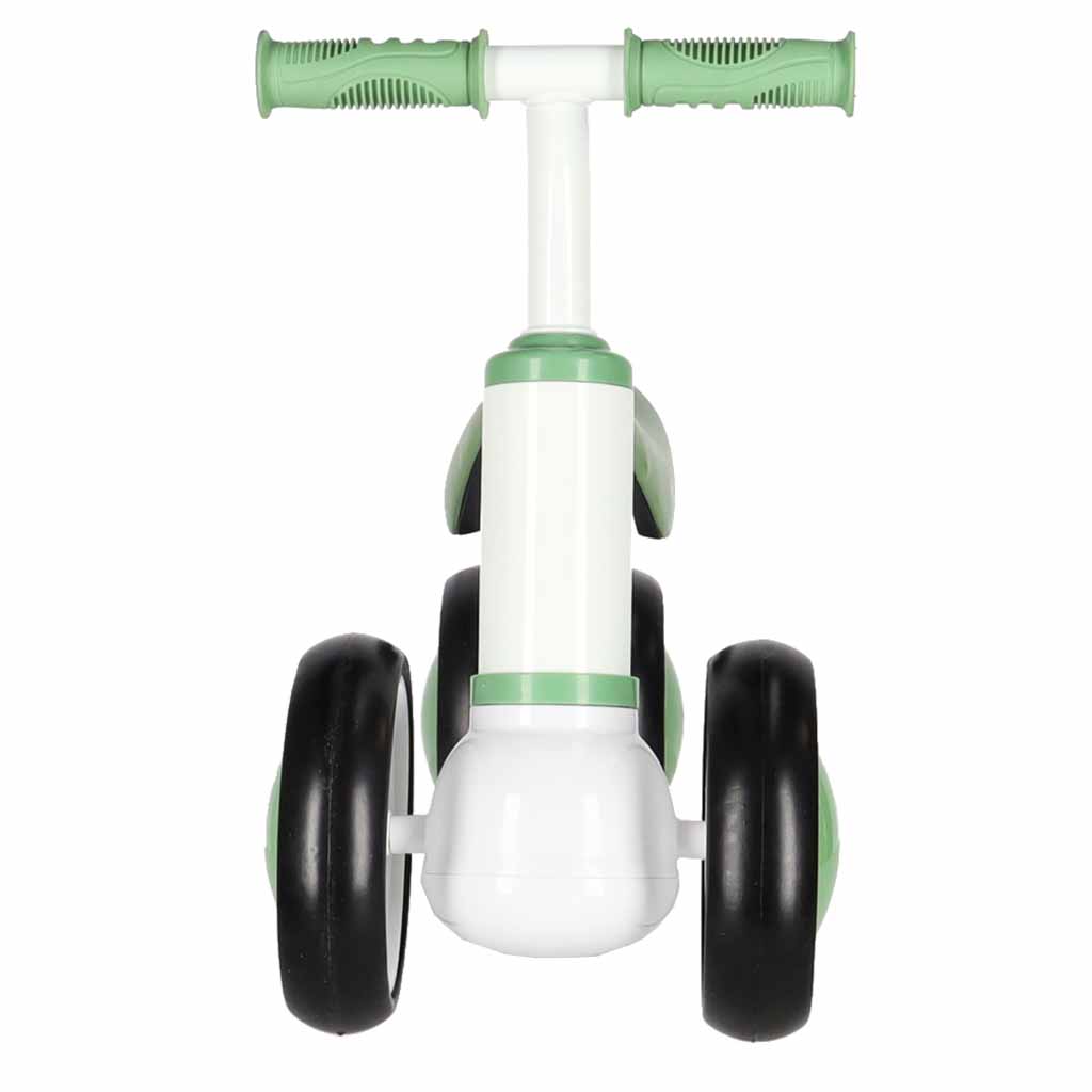 Bicicleta fara pedale pentru copii 4 roti, otel carbon, roti EVA, maxim 30 kg, 54x24x39 cm, verde si alb - imagine 3