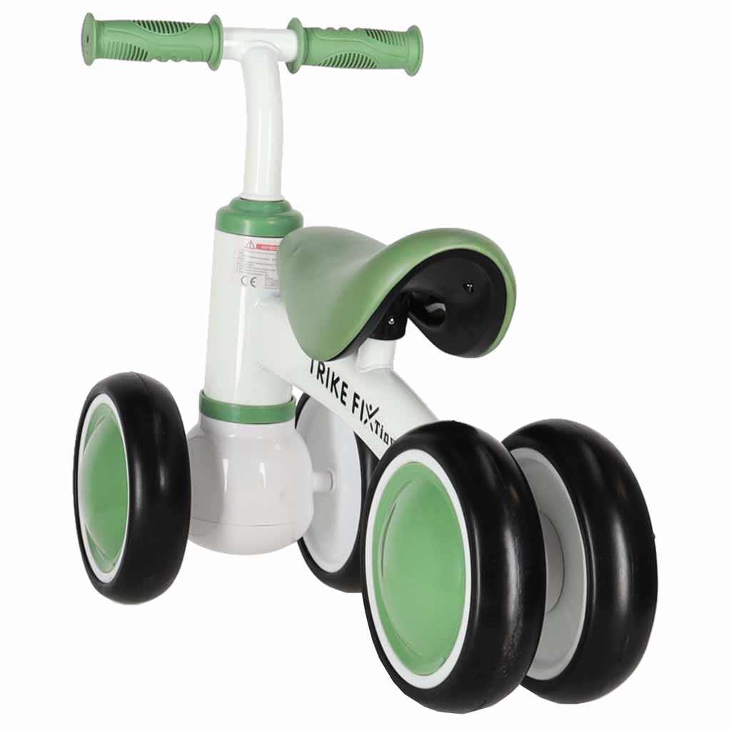 Bicicleta fara pedale pentru copii 4 roti, otel carbon, roti EVA, maxim 30 kg, 54x24x39 cm, verde si alb - imagine 4