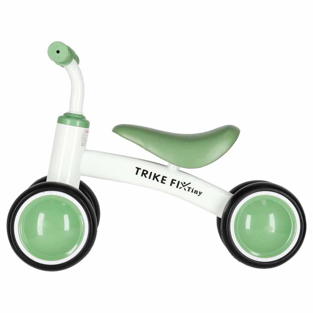 Bicicleta fara pedale pentru copii 4 roti, otel carbon, roti EVA, maxim 30 kg, 54x24x39 cm, verde si alb - imagine 6