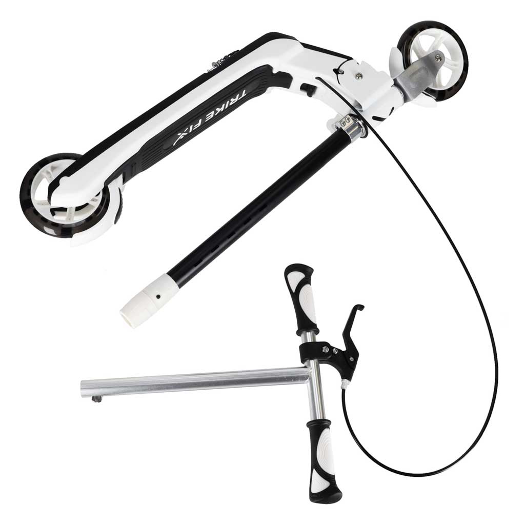 Trotineta pliabila pentru copii, 2 roti cu iluminare LED, frana de mana si picior, reglabila pe inaltime, maxim 100 kg, 73x36x94 cm, negru si alb - imagine 4