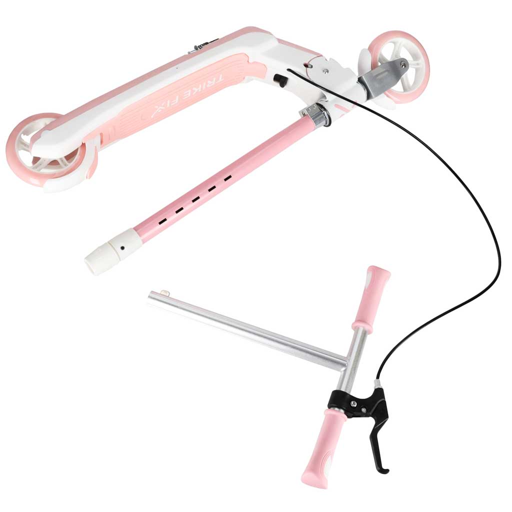 Trotineta pliabila pentru copii, 2 roti cu iluminare LED, frana de mana si picior, reglabila pe inaltime, maxim 100 kg, 73x36x94 cm, roz si alb - imagine 3