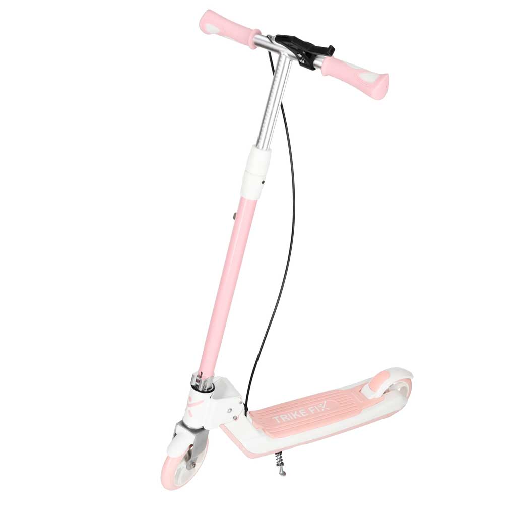 Trotineta pliabila pentru copii, 2 roti cu iluminare LED, frana de mana si picior, reglabila pe inaltime, maxim 100 kg, 73x36x94 cm, roz si alb - imagine 4