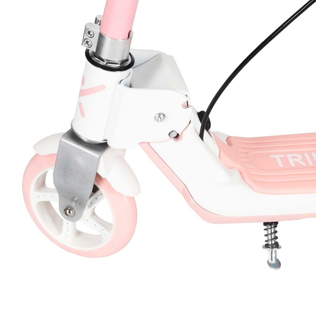Trotineta pliabila pentru copii, 2 roti cu iluminare LED, frana de mana si picior, reglabila pe inaltime, maxim 100 kg, 73x36x94 cm, roz si alb - imagine 9