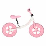 Bicicleta fara pedale pentru copii, cadru din otel, roti EVA, ghidon si sezut reglabile, maxim 30 kg, 80x38x58 cm, roz si alb