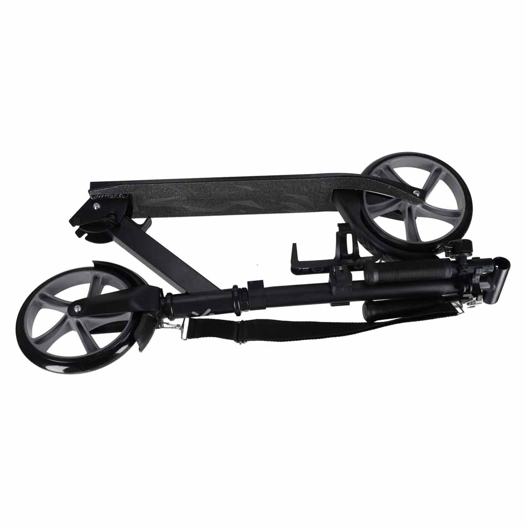Trotineta urbana pliabila, roti PU 200 mm, ghidon reglabil, frana spate, maxim 100 kg, 90x39x95 cm, negru si gri - imagine 9