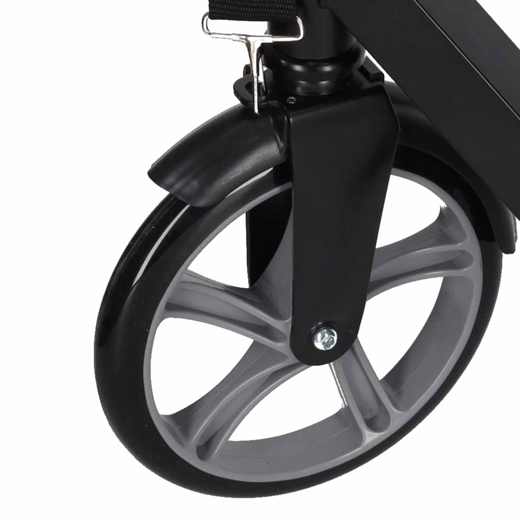 Trotineta urbana pliabila, roti PU 200 mm, ghidon reglabil, frana spate, maxim 100 kg, 90x39x95 cm, negru si gri - imagine 12