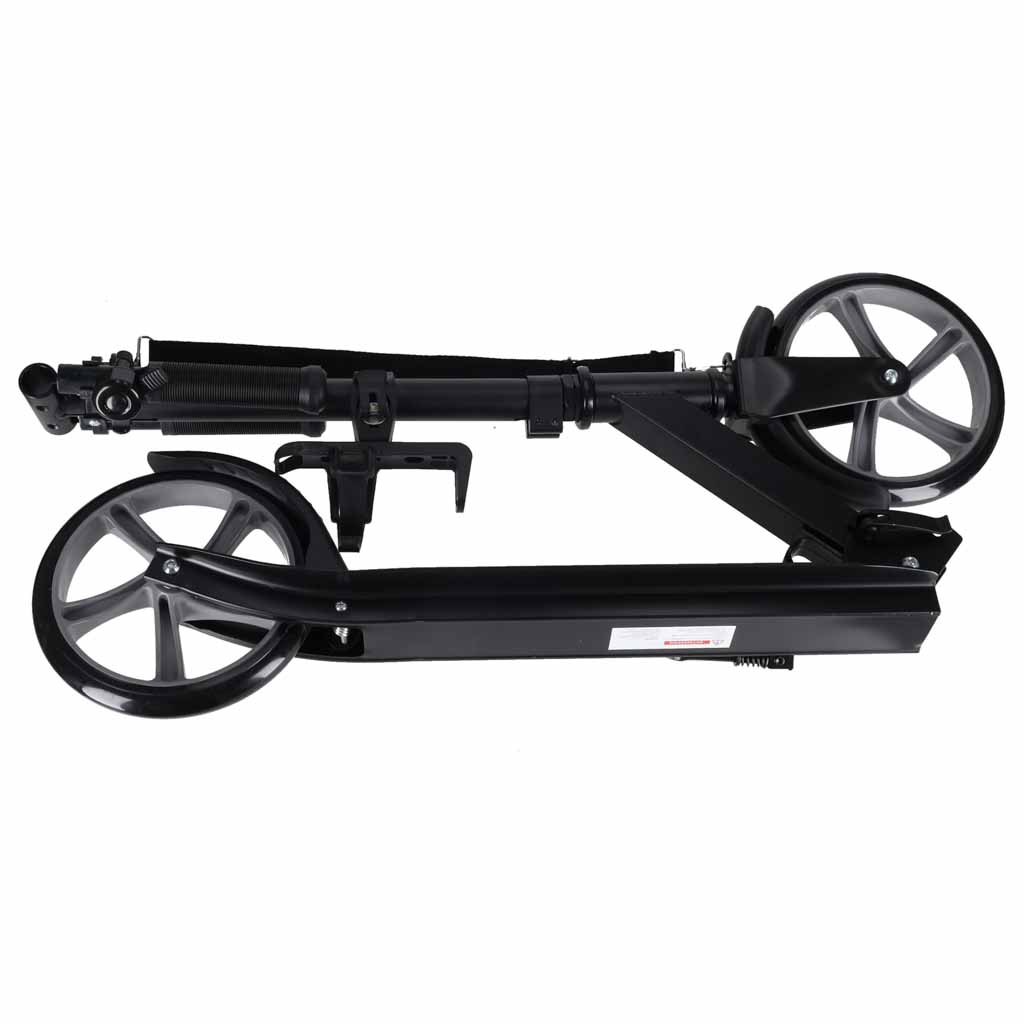 Trotineta urbana pliabila, roti PU 200 mm, ghidon reglabil, frana spate, maxim 100 kg, 90x39x95 cm, negru si gri - imagine 7