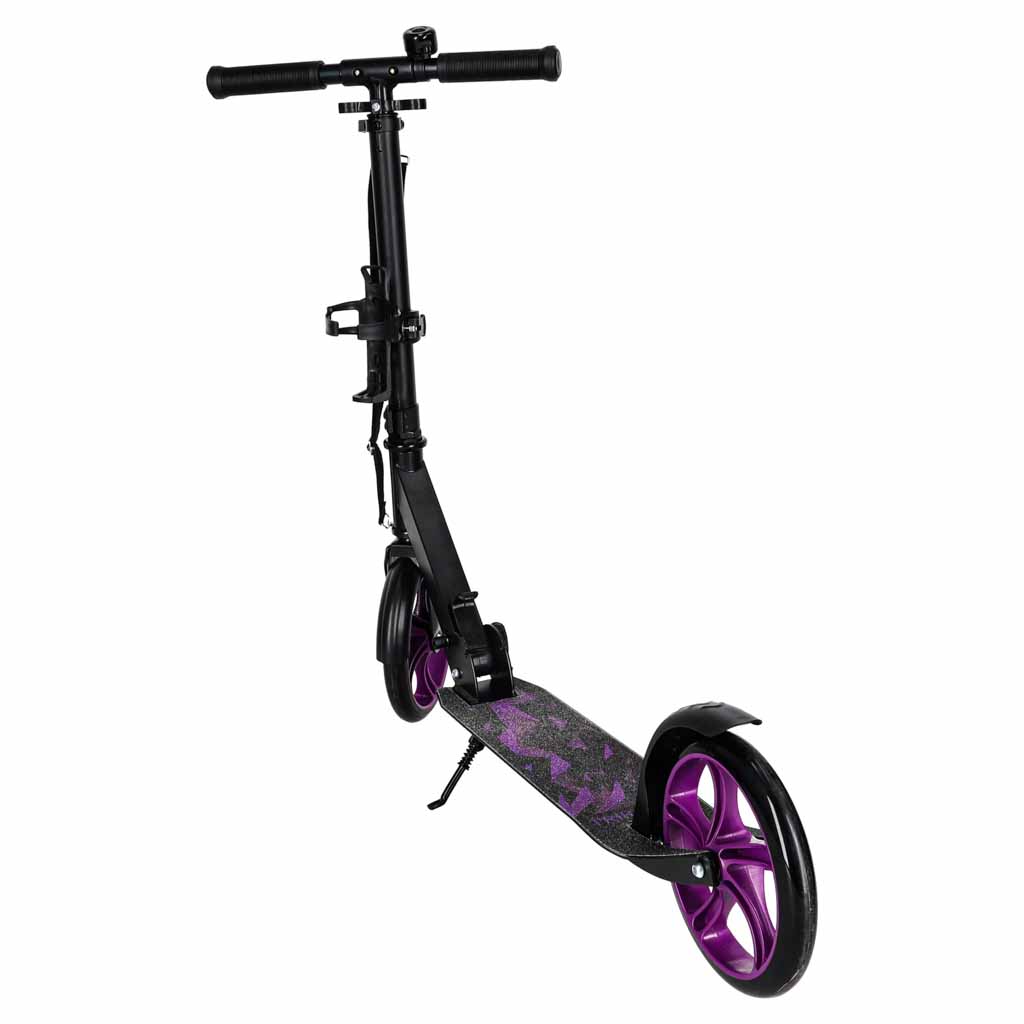 Trotineta urbana pliabila, roti PU 200 mm, ghidon reglabil, frana spate, maxim 100 kg, 90x39x95 cm, negru si mov - imagine 11