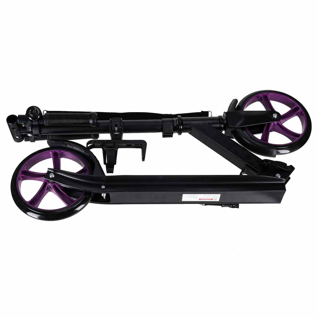 Trotineta urbana pliabila, roti PU 200 mm, ghidon reglabil, frana spate, maxim 100 kg, 90x39x95 cm, negru si mov - imagine 4