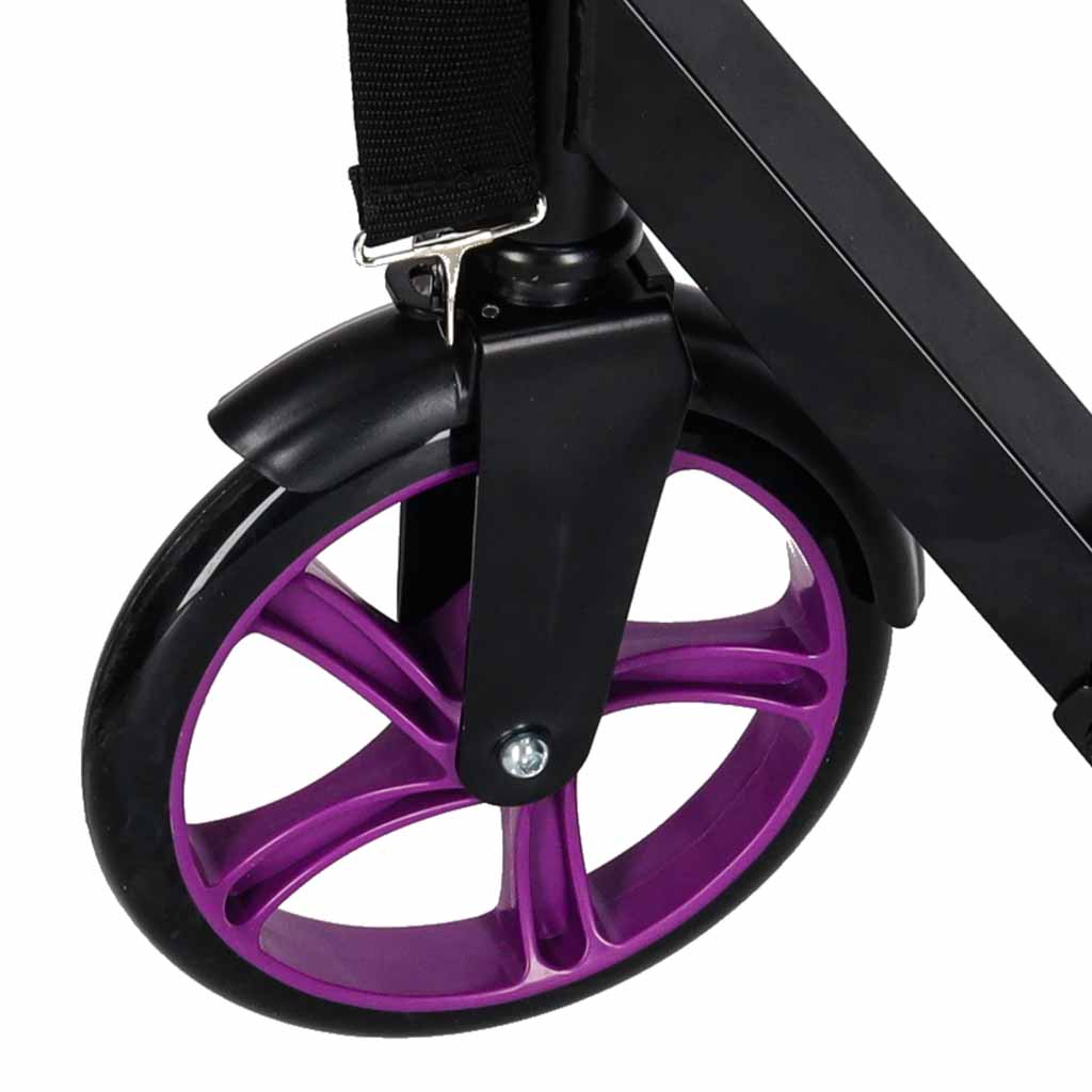Trotineta urbana pliabila, roti PU 200 mm, ghidon reglabil, frana spate, maxim 100 kg, 90x39x95 cm, negru si mov - imagine 6