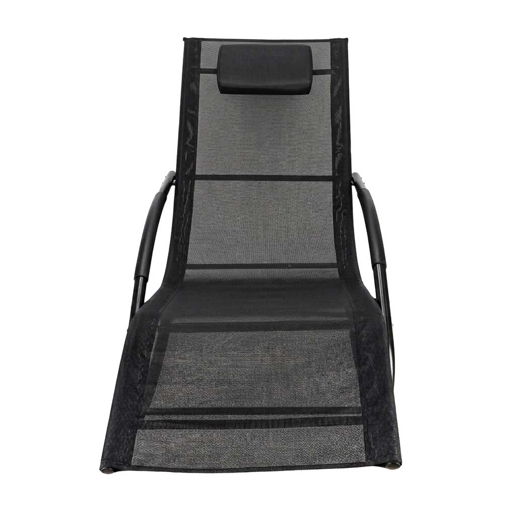 Sezlong balansoar pentru gradina cu tetiera, cadru din otel si plasa textila respirabila, 159x83 cm, negru - imagine 5