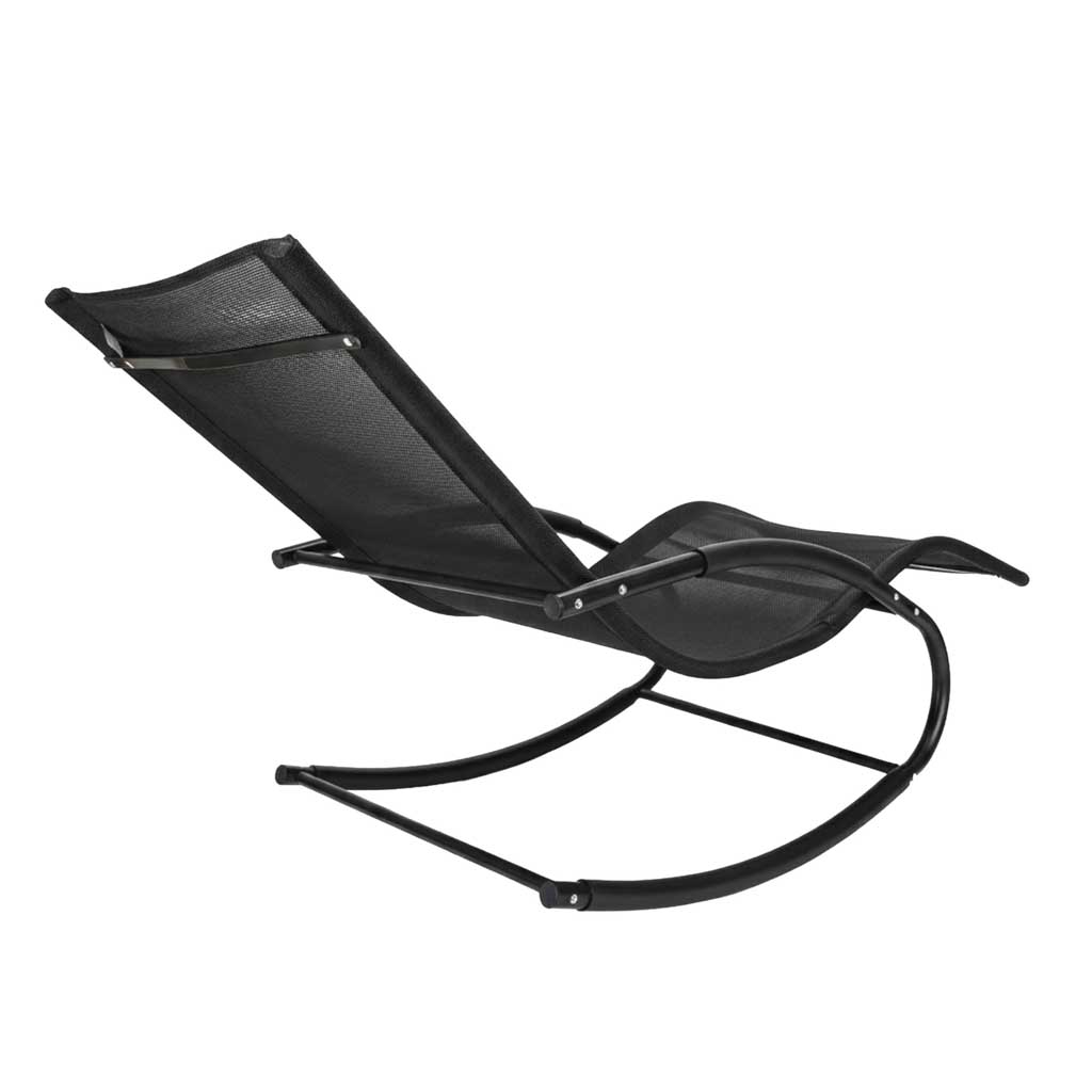 Sezlong balansoar pentru gradina cu tetiera, cadru din otel si plasa textila respirabila, 159x83 cm, negru - imagine 7