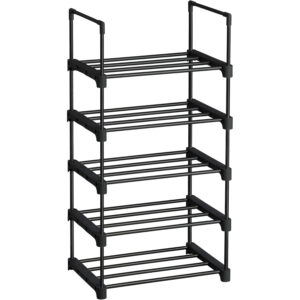 SONGMICS Raft pentru pantofi 5 niveluri, suport metalic modular, pana la 10 perechi incaltaminte, 45x30x90 cm, negru