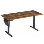 SONGMICS Birou electric reglabil pe inaltime, cadru metalic, functie memorie 4 pozitii, 160x70x(72-120) cm, maro rustic