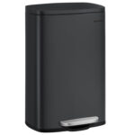 SONGMICS Cos de gunoi din inox cu pedala, capac soft close si galeata interioara detasabila, 50 litri, 43x37x63 cm, negru