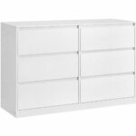 VASAGLE Comoda cu 6 sertare, design modern minimalist, PAL si MDF, 119x40x75 cm, alb
