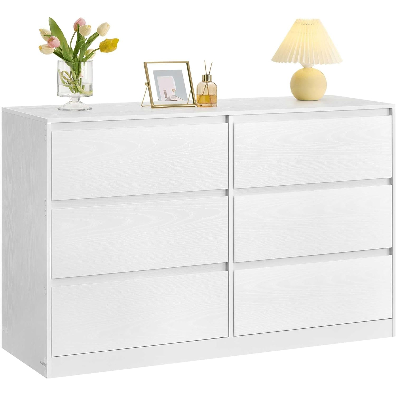 VASAGLE Comoda cu 6 sertare, design modern minimalist, PAL si MDF, 119x40x75 cm, alb - imagine 7