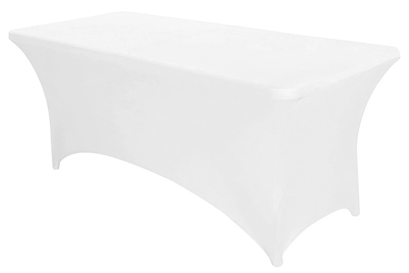 Husa elastica pentru masa gradina sau evenimente, poliester si spandex, 240x76x74 cm, alb - imagine 2