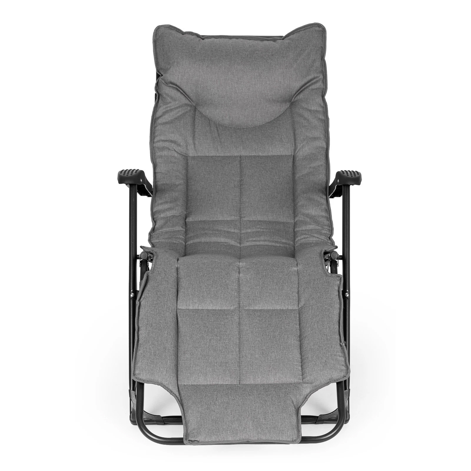 Sezlong gradina pliabil 2 in 1 cu suport telefon si buzunar lateral, material moale matlasat, maxim 150 kg, 180x63x90 cm, gri - imagine 4