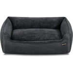 FEANDREA Pat pentru caini XL, husa detasabila si lavabila, margini inaltate, baza antiderapanta, 110x75x27 cm, gri inchis