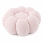 Taburet decorativ cu forma de floare, plusat, 65x30 cm, roz