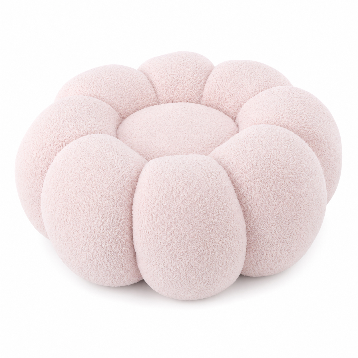 Taburet decorativ cu forma de floare, plusat, 65x30 cm, roz