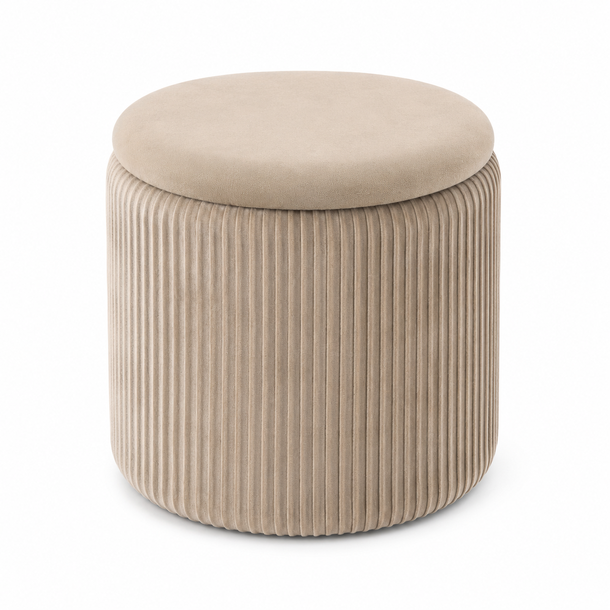 Set 3 tabureti cu spatiu de depozitare, design modern striat, 80x40x40 cm si 30x31 cm, bej - imagine 2