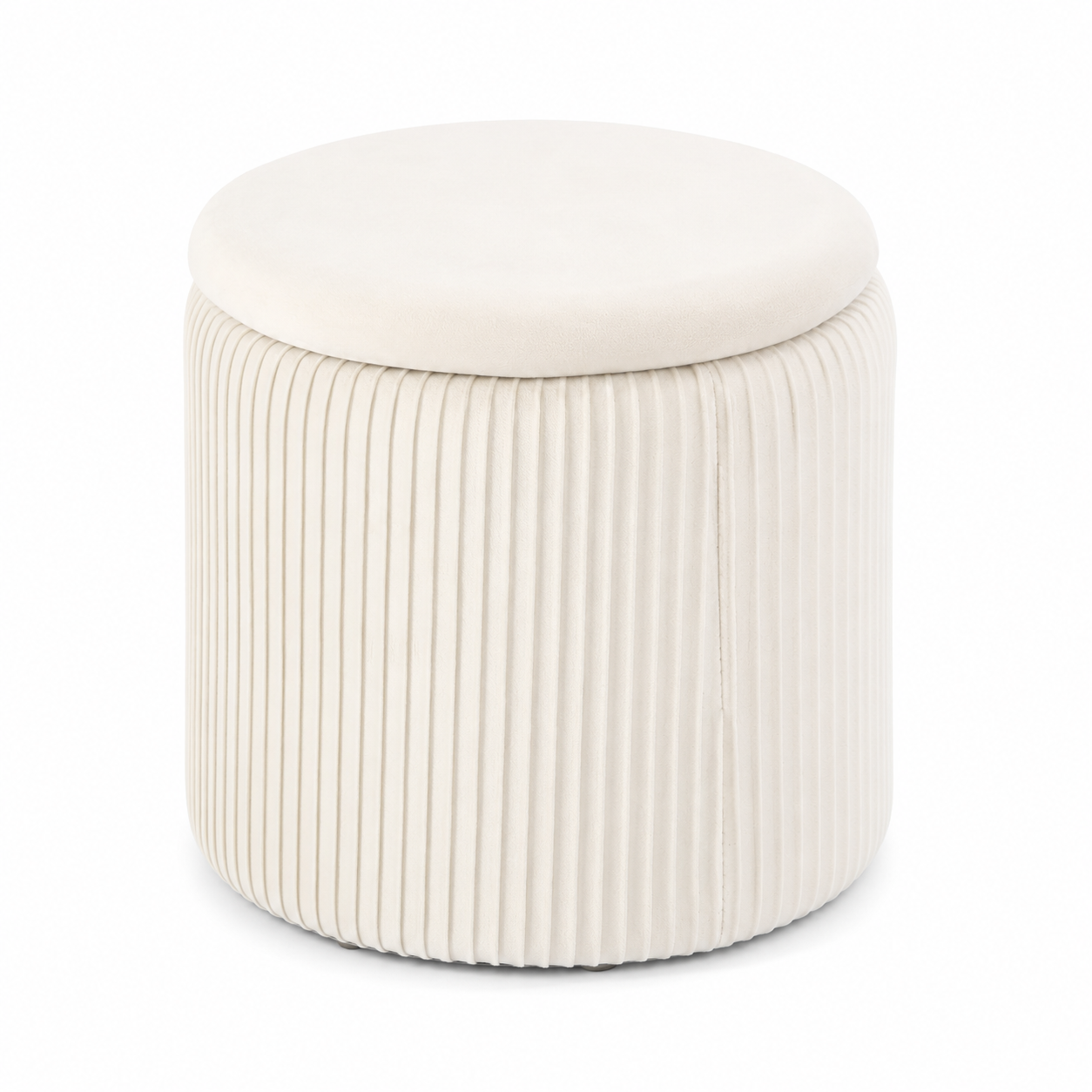Set 3 tabureti cu spatiu de depozitare, design modern striat, 80x40x40 cm si 30x31 cm, alb - imagine 3