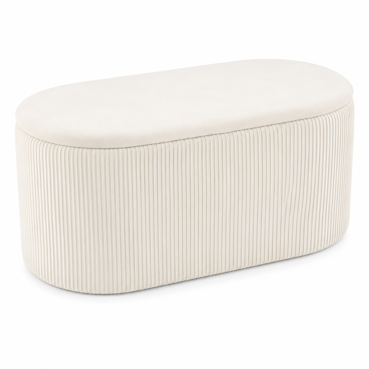 Set 3 tabureti cu spatiu de depozitare, design modern striat, 80x40x40 cm si 30x31 cm, alb - imagine 5