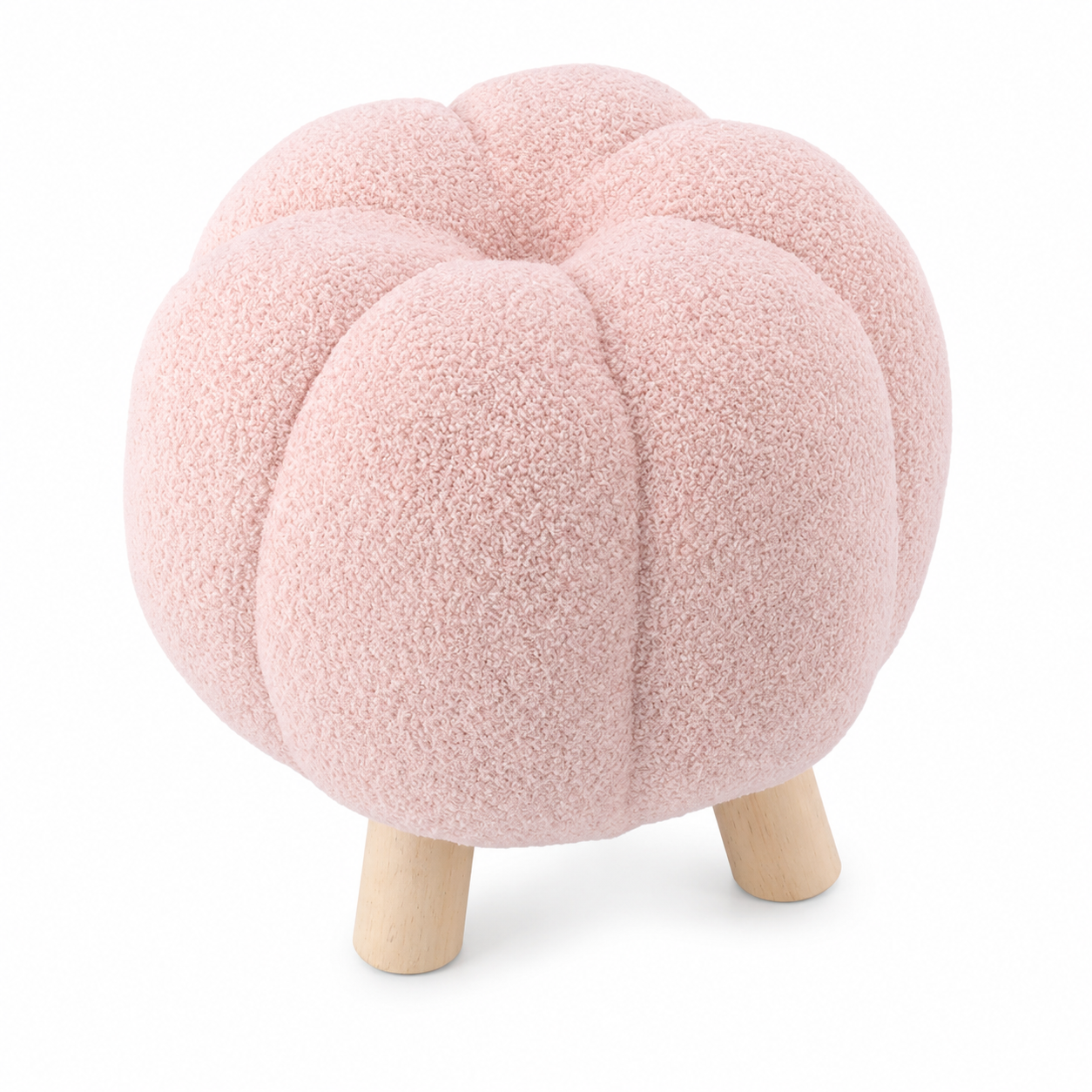 Taburet decorativ pentru living si dormitor, material plusat, 32x30 cm, roz - imagine 3