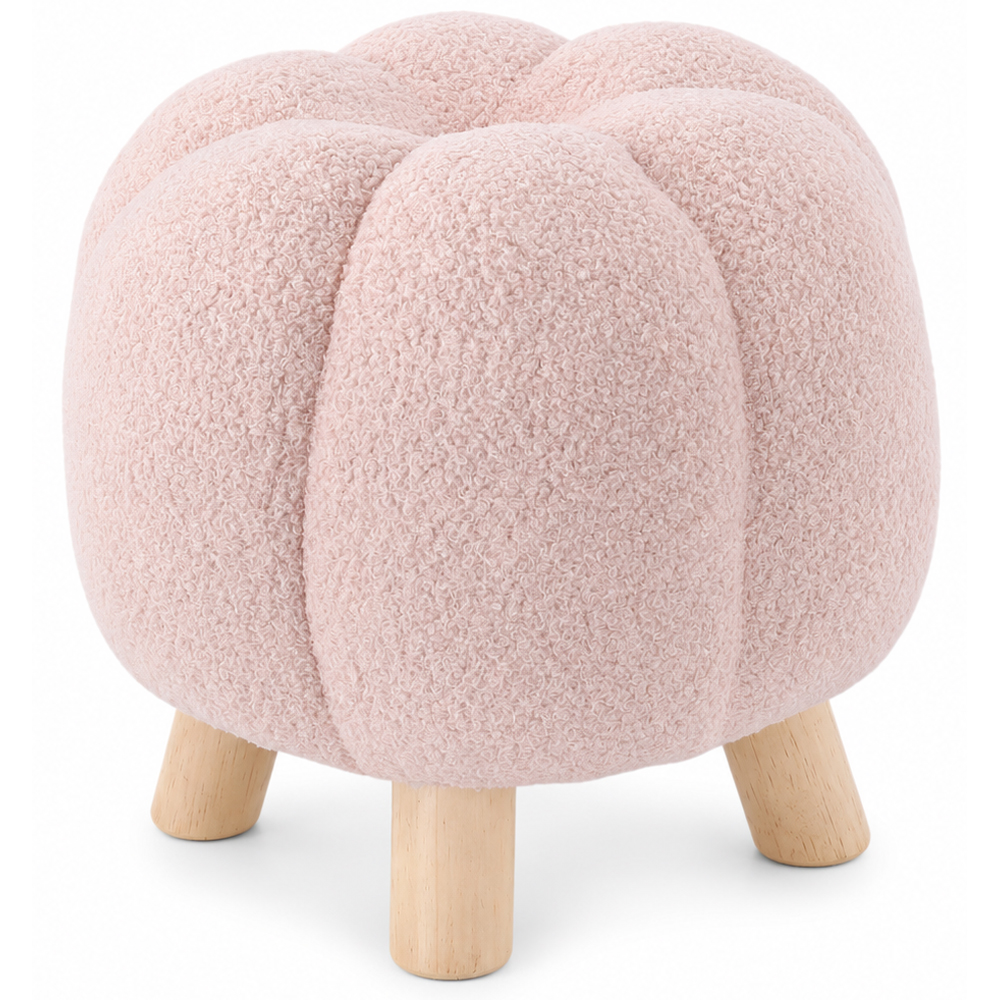 Taburet decorativ pentru living si dormitor, material plusat, 32x30 cm, roz