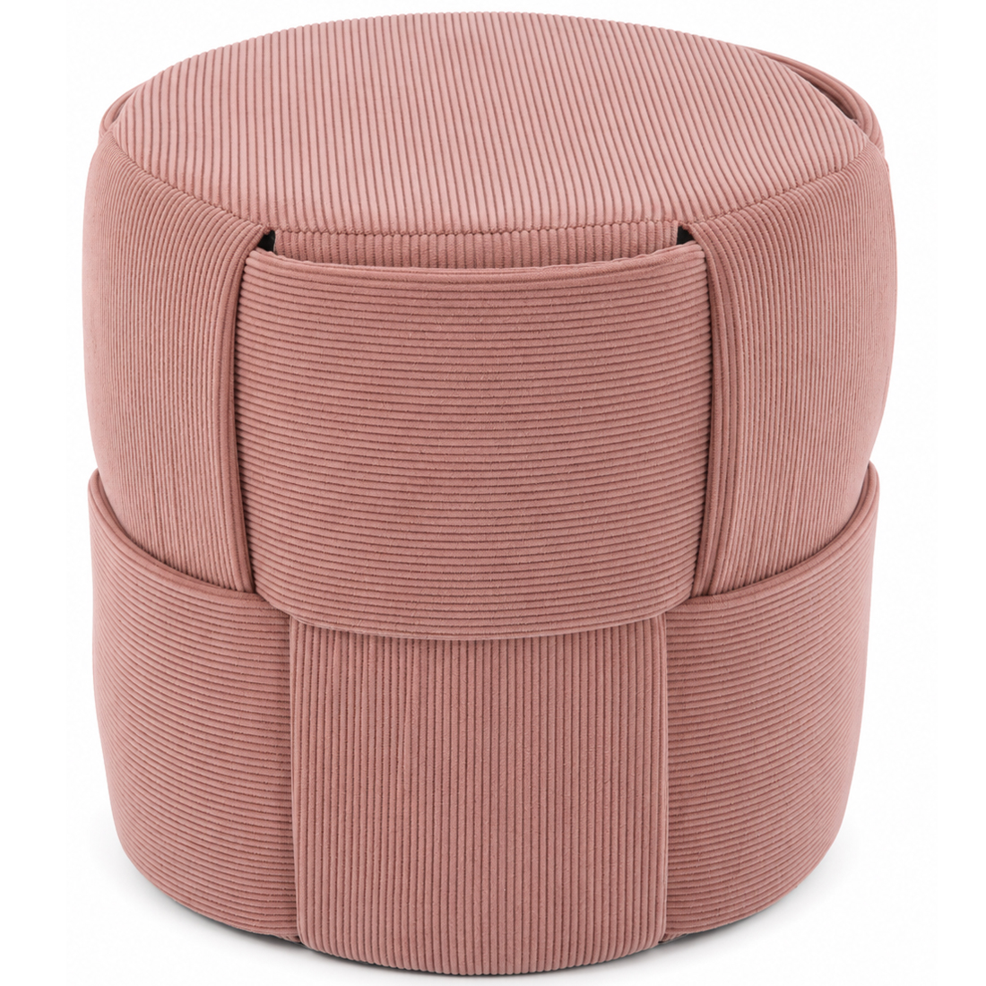 Taburet rotund pentru living si dormitor, design impletit, 38x38 cm, roz