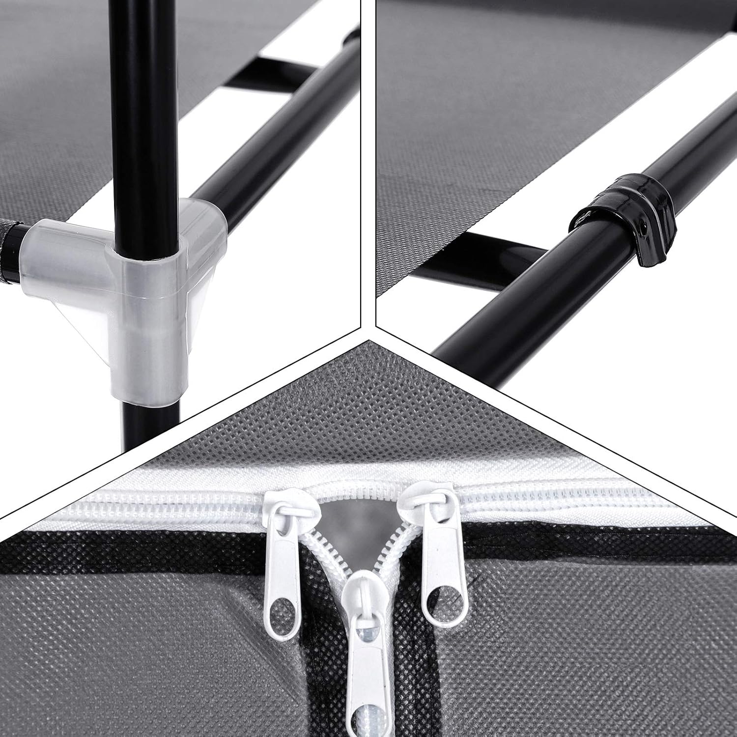 SONGMICS Dulap garderoba textil cu bara pentru haine si rafturi, organizator pentru dormitor sau dressing, 75x45x160 cm, gri - imagine 7