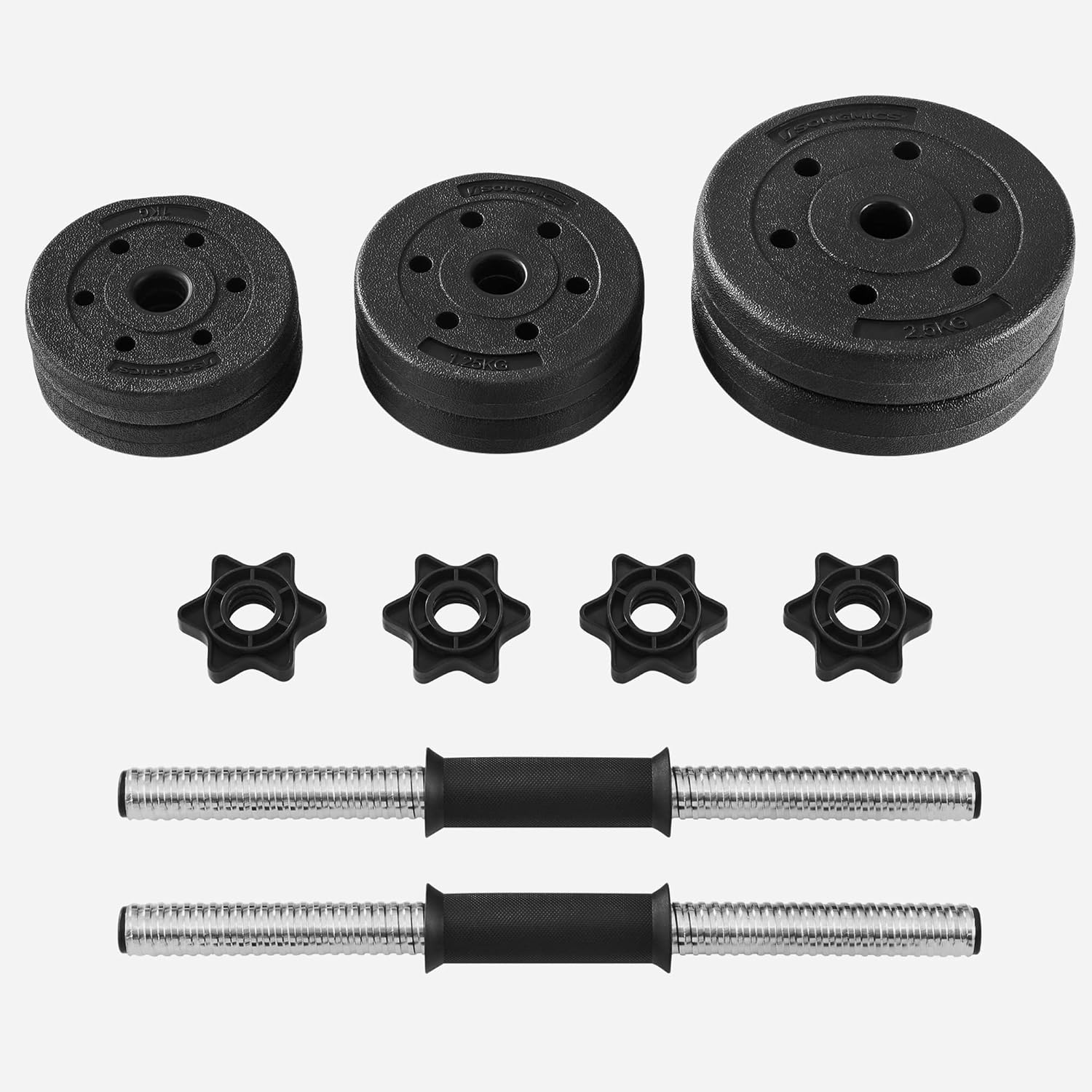 SONGMICS Set 2 gantere reglabile pentru fitness, 2x10 kg, cu discuri ajustabile, negru - imagine 7