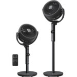 SONGMICS Ventilator cu picior reglabil pe inaltime, silentios 20 dB, 24 W, 15 viteze, telecomanda, oscilatie 120°, negru