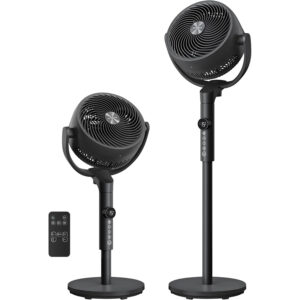 SONGMICS Ventilator cu picior reglabil pe inaltime, silentios 20 dB, 24 W, 15 viteze, telecomanda, oscilatie 120°, negru