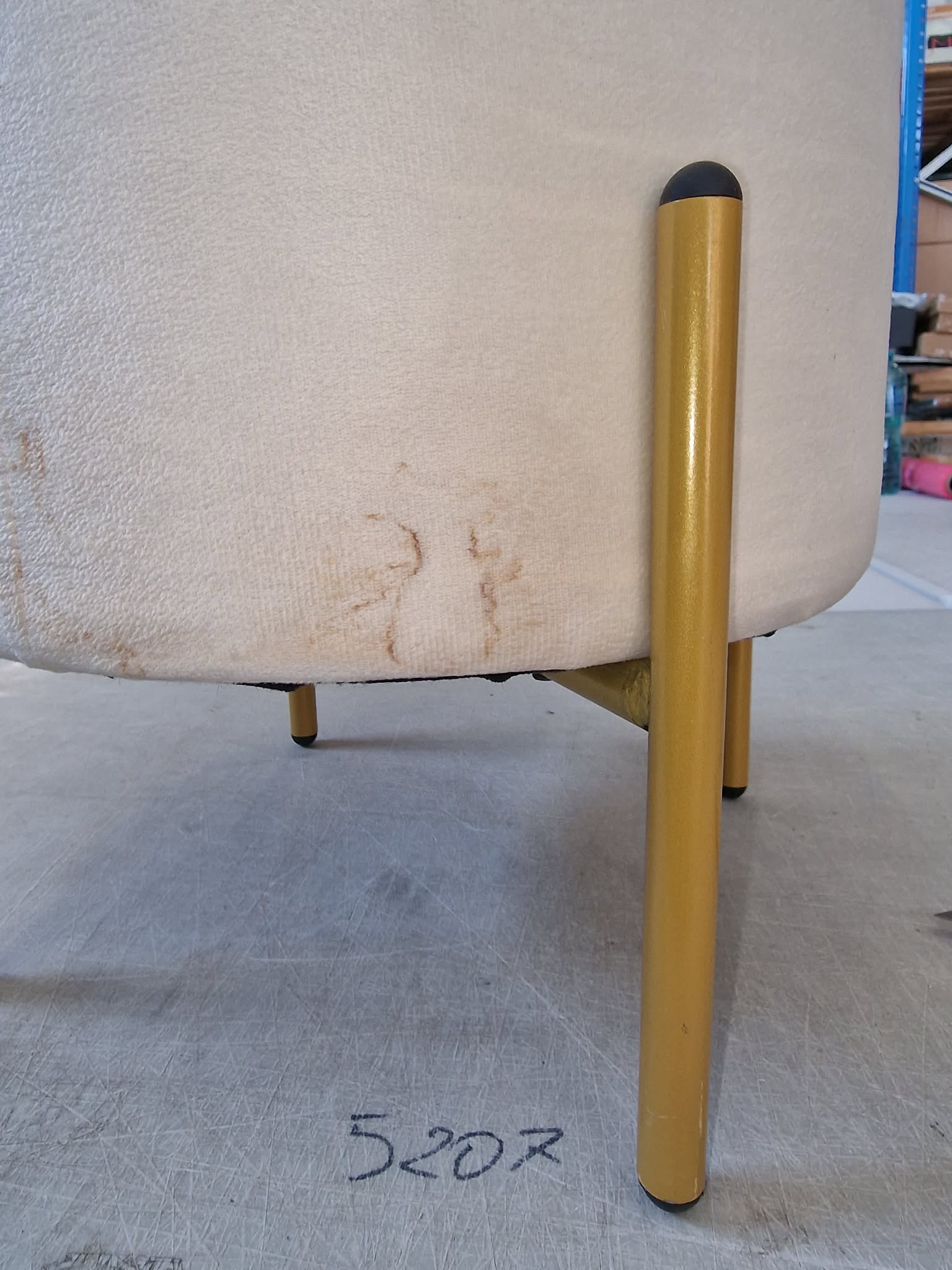 RESIGILAT: Taburet rotund, tapitat cu stofa, picioare otel, sarcina 100kg, 28x42cm, crem - imagine 3