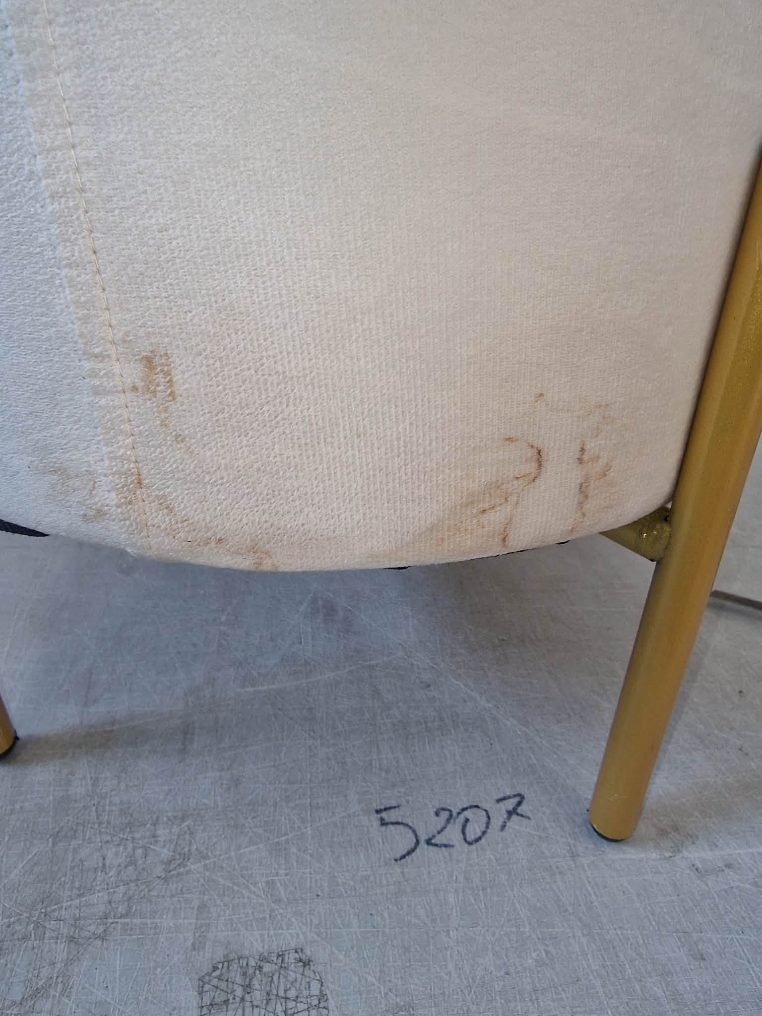 RESIGILAT: Taburet rotund, tapitat cu stofa, picioare otel, sarcina 100kg, 28x42cm, crem - imagine 4