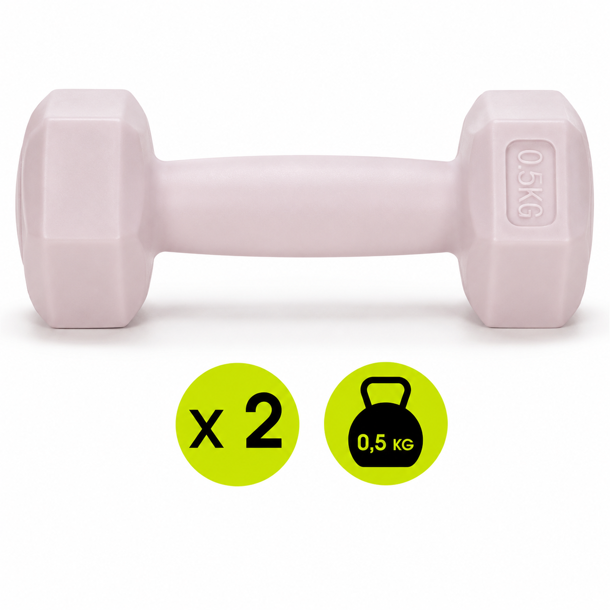 Set gantere hex 2x0.5 kg, bitum cu invelis rezistent PP, roz - imagine 13