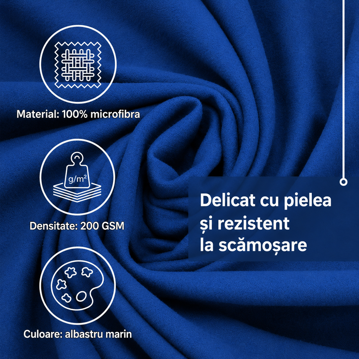 Prosop cu uscare rapida 100x180 cm, microfibra 200 GSM, cu husa transport, albastru bleumarin - imagine 11