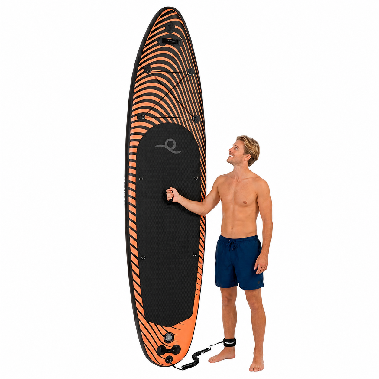 Set placa gonflabila Stand Up PaddleBoard 350x84x15 cm, cu pompa, scaun kayak, kit de reparatii, geanta de transport, vasla 2 in 1, maxim 220 kg, negru portocaliu - imagine 27